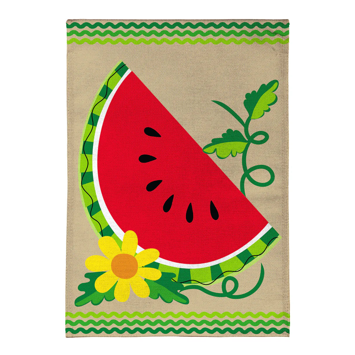Evergreen Watermelon Slice Burlap Garden Flag