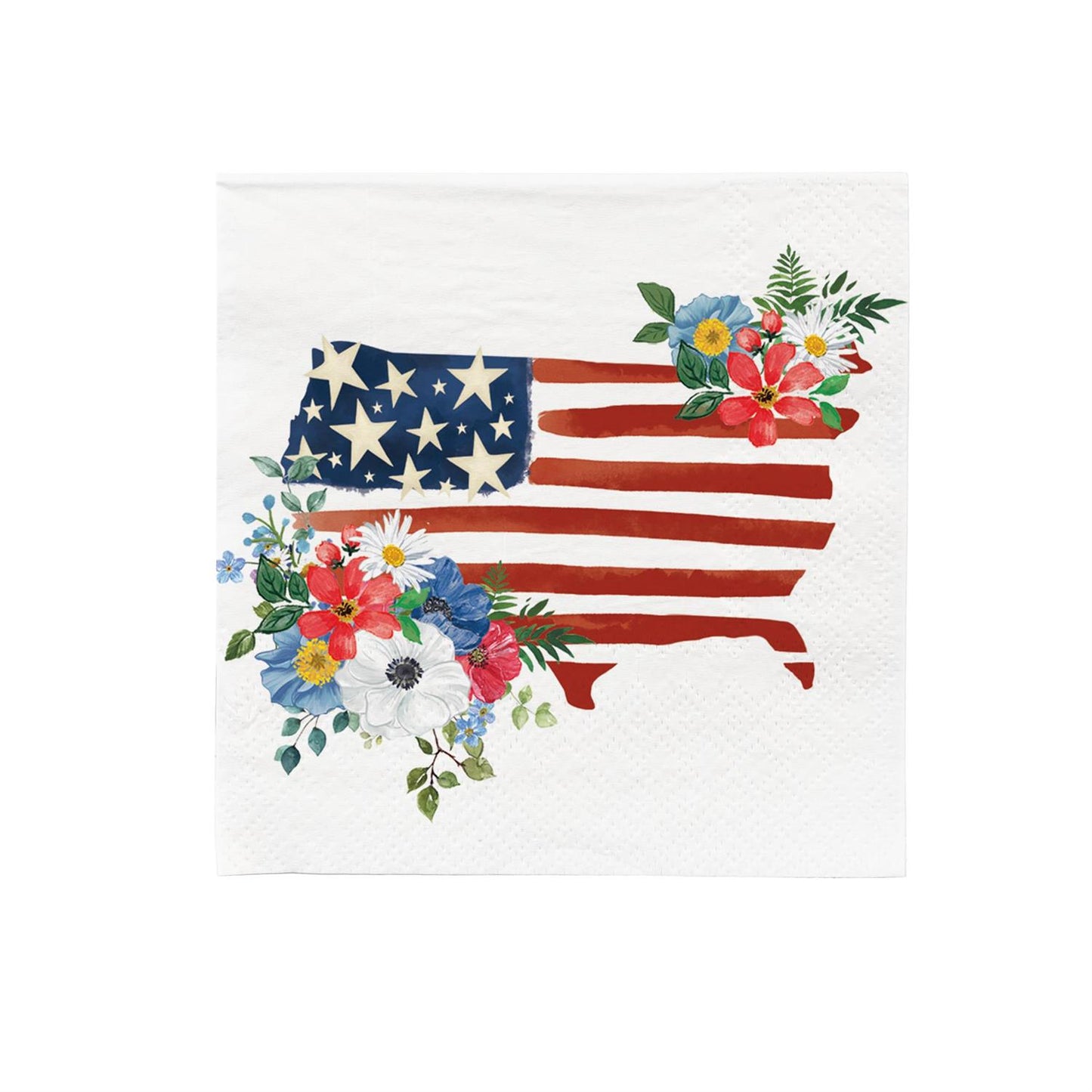 Evergreen Red, White and Bloom Cocktail Napkins