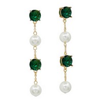 Meghan Browne Nix Emerald and Pearl Dangle Earrings