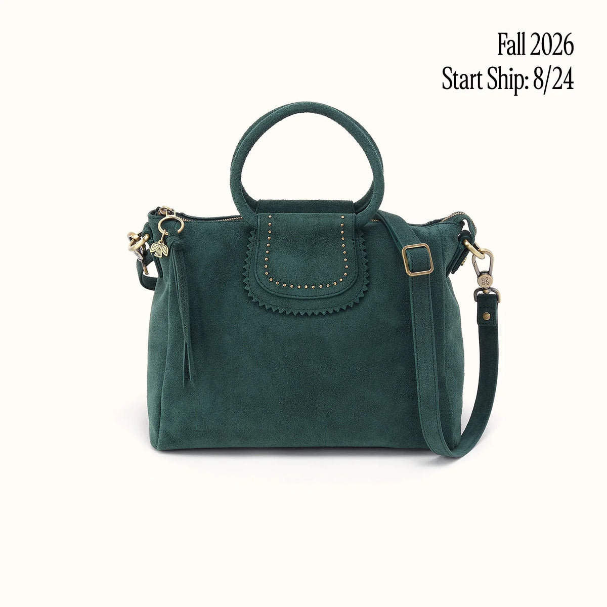 HOBO Sheila Medium Satchel Pine Needle Suede Leather