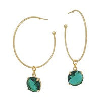 Meghan Browne Shyla Emerald Hoop Earrings