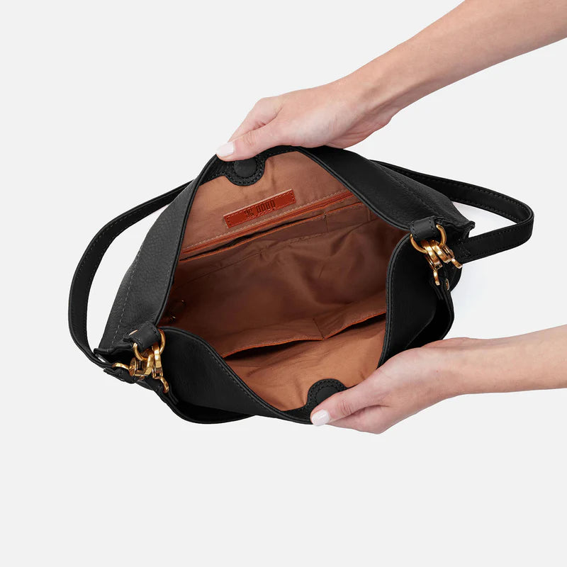 HOBO Pier Shoulder Bag in Pebbled Black Leather