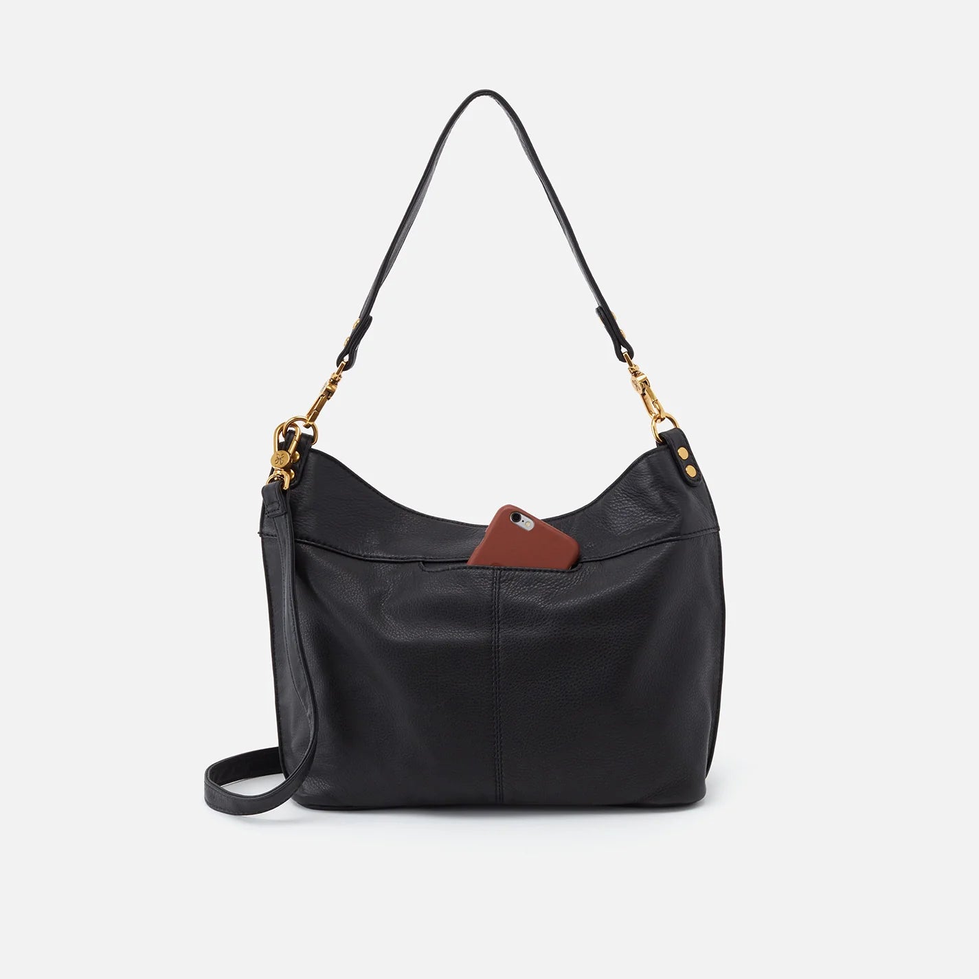 HOBO Pier Shoulder Bag in Pebbled Black Leather