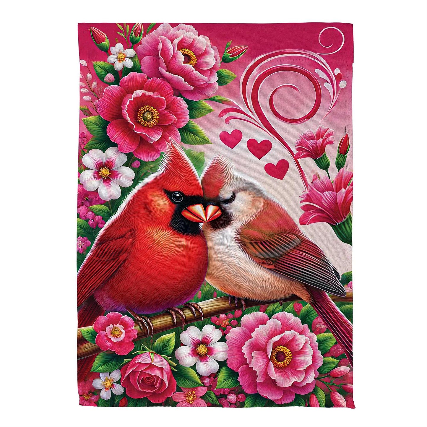 Evergreen Cardinal Lovers Suede Garden Flag