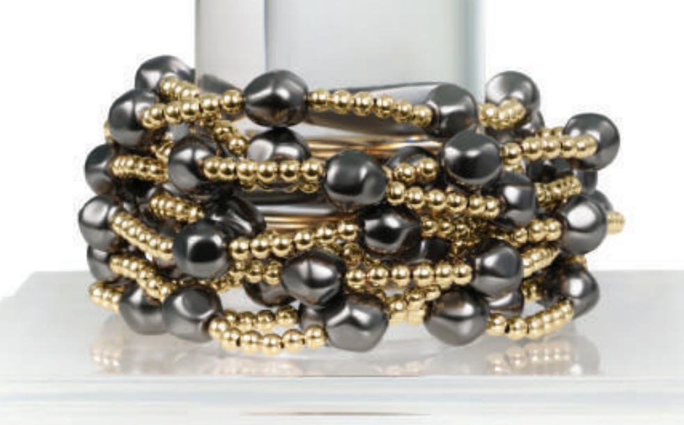 Enewton Extends - Admire Gold 3mm Bead Bracelet - Dark Grey Pearl
