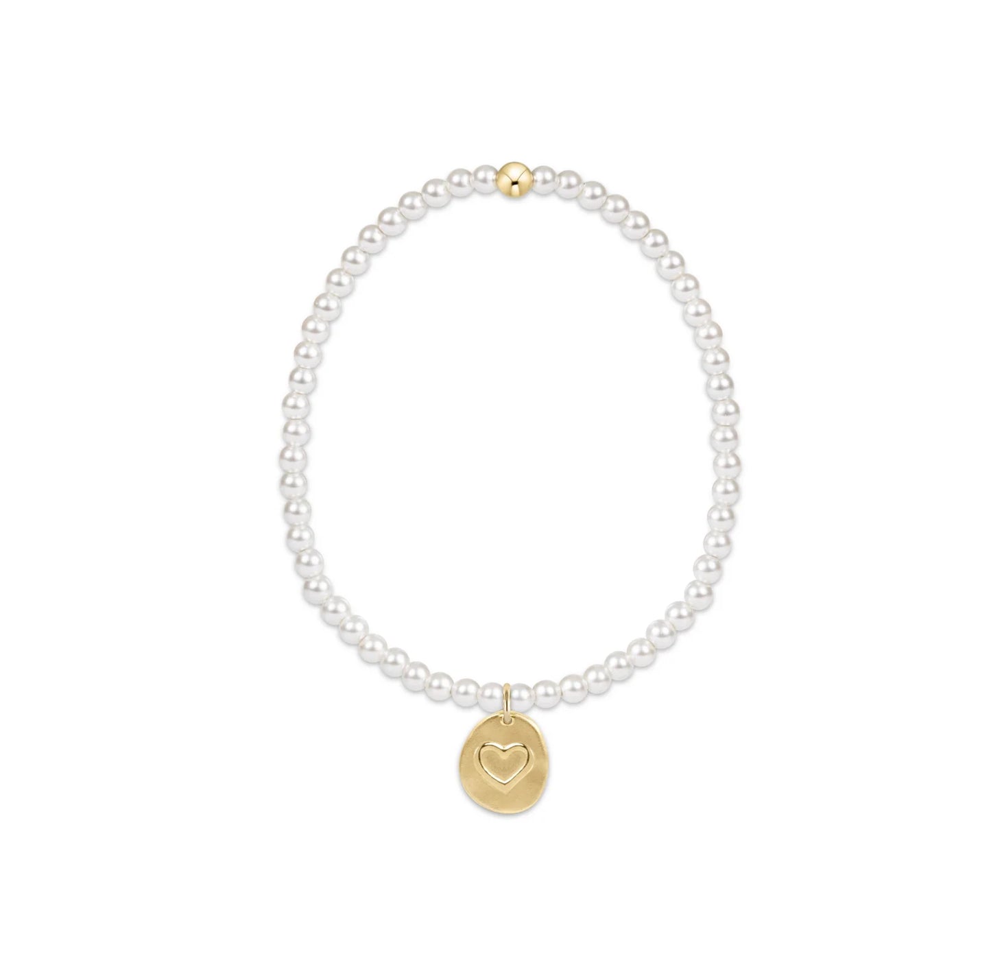 Enewton Classic Pearl 3mm Bead Bracelet - Inspire Love Small Gold Charm