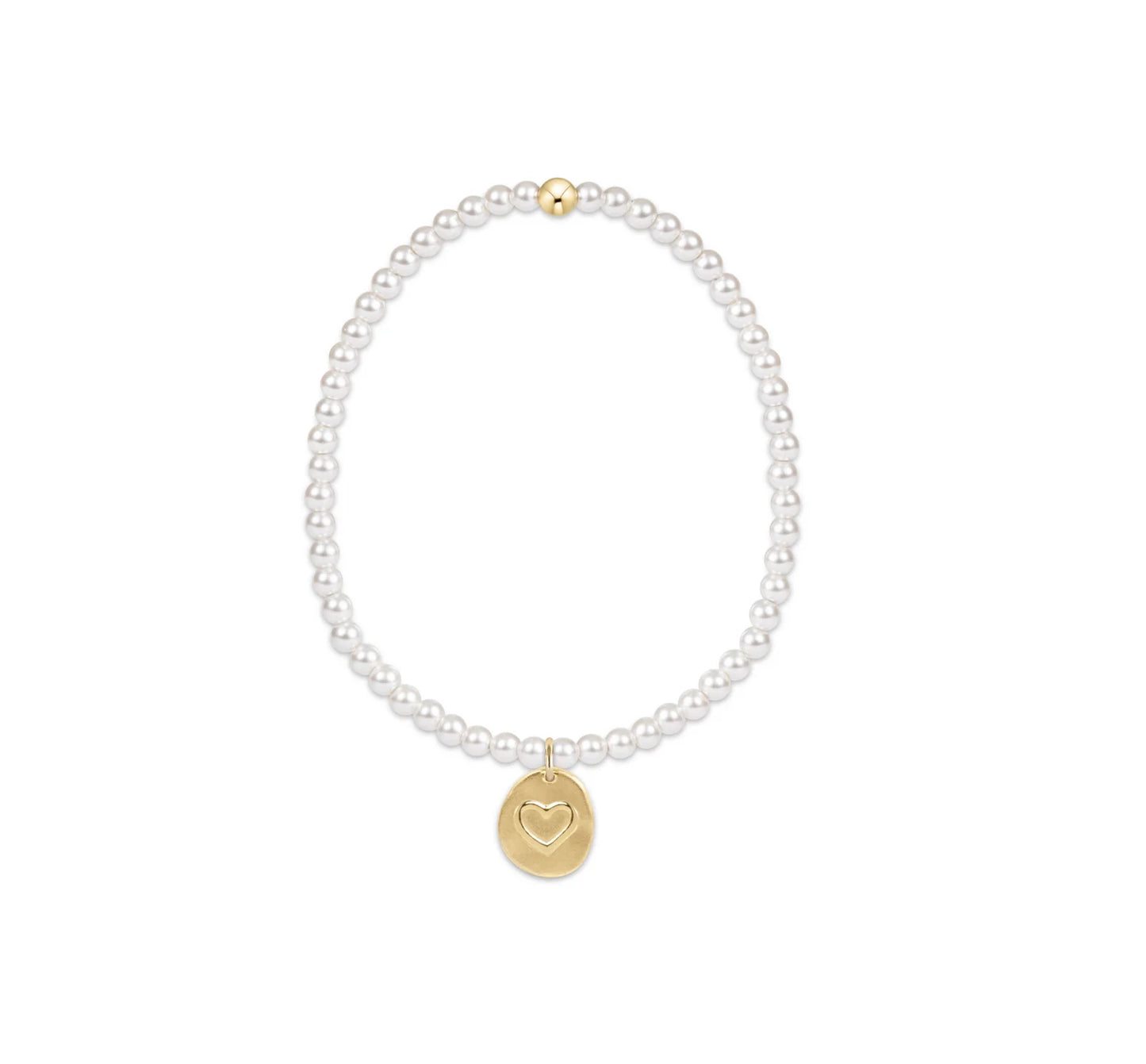 Enewton Extends - Classic Pearl 3mm Bead Bracelet - Inspire Love Small Gold Charm