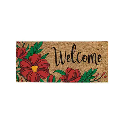 Evergreen Spring Floral Welcome Flocked Sassafras Coir Switch Mat - gg's art frames gifts