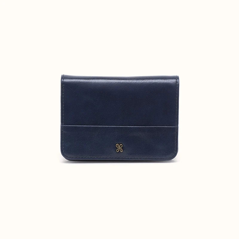 HOBO Jill Bifold Wallet Ink Navy Polished Leather
