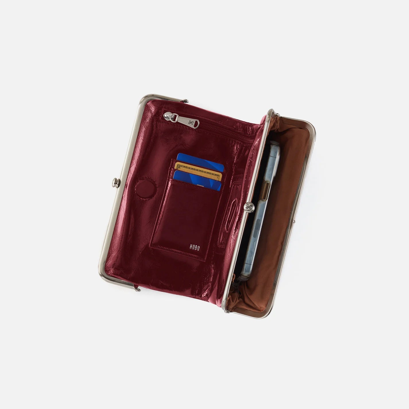 HOBO Lauren Clutch Wallet in Polished Saddleberry Leather