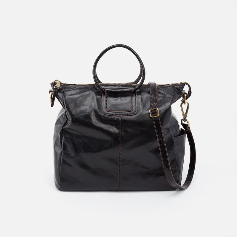 HOBO Sheila Large Satchel Polished Leather Black
