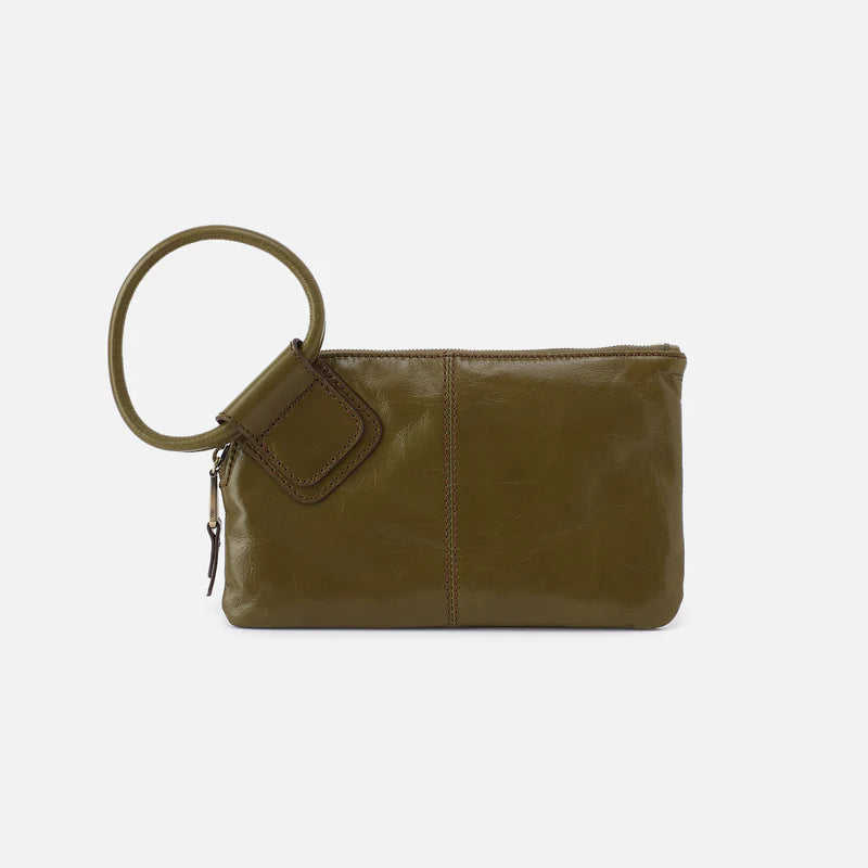 HOBO Sable Wristlet Olive Veil Polished Leather