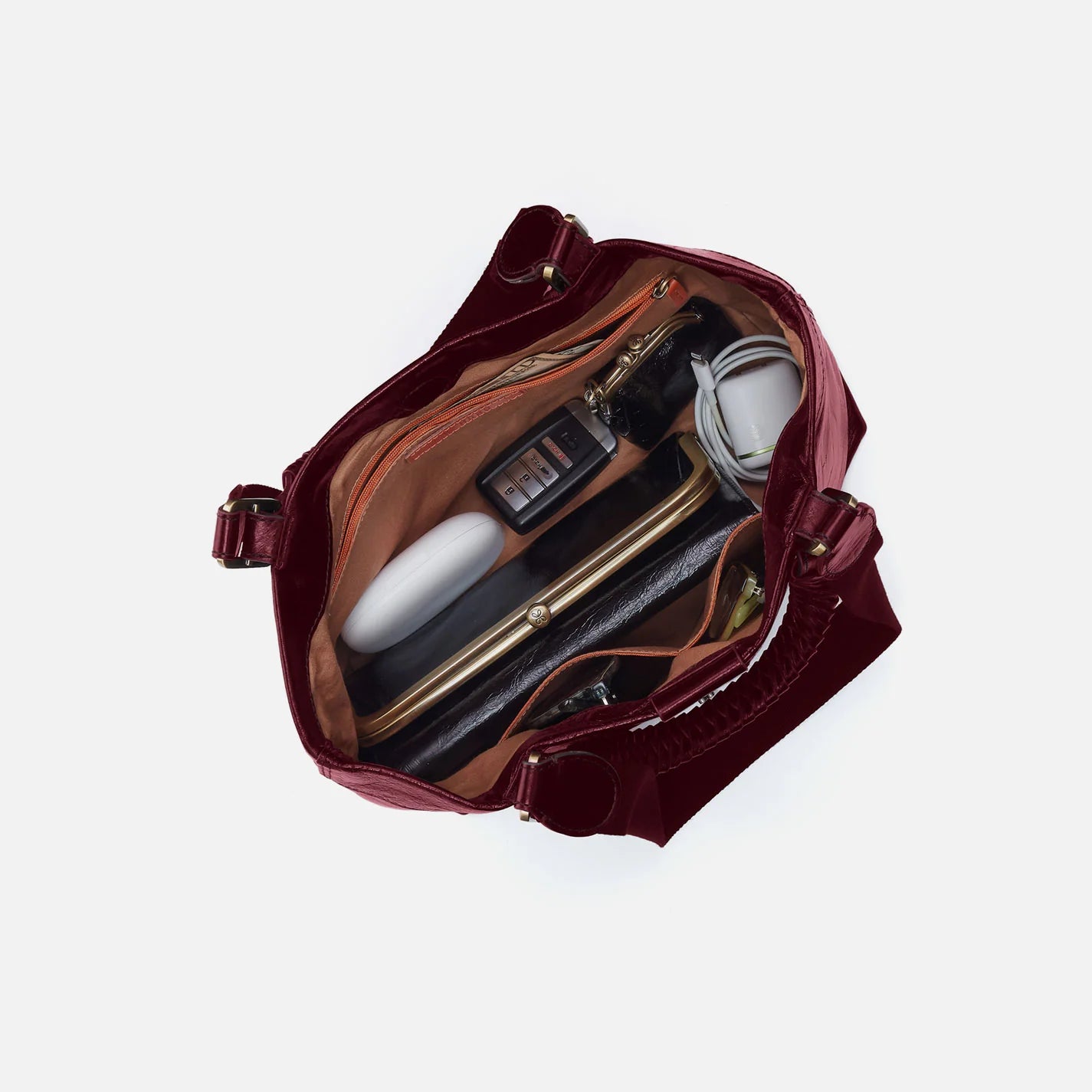 HOBO Romy Medium Tote in Polished Saddleberry Leather