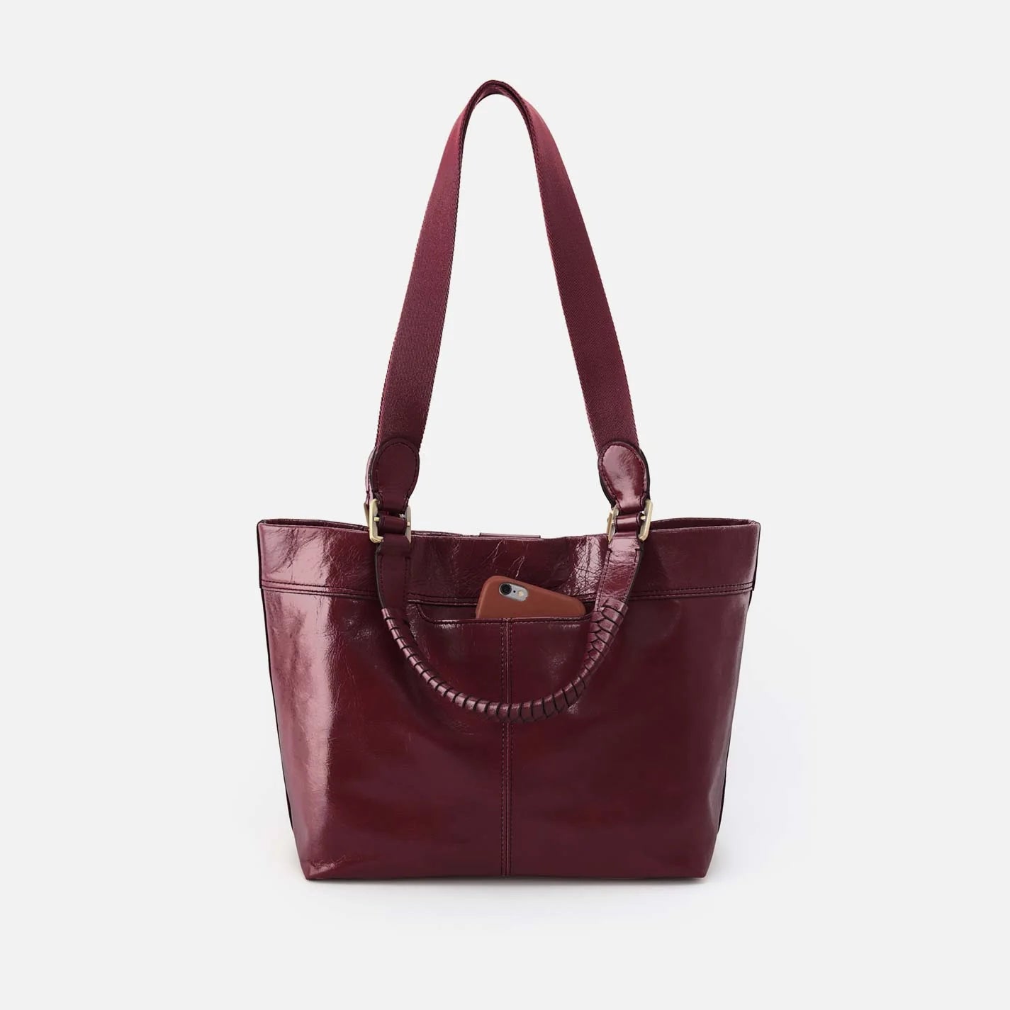 HOBO Romy Medium Tote in Polished Saddleberry Leather