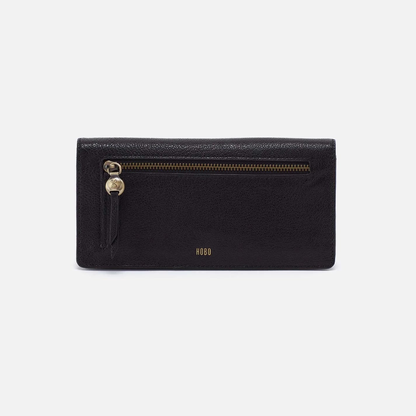 HOBO Hutton Large Wallet Black Micrograin Leather