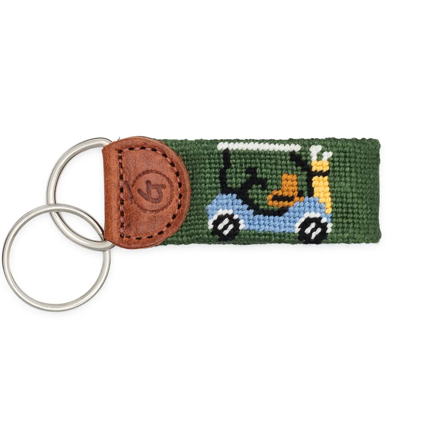 Good Threads Golf Cart Needlepoint Keychain