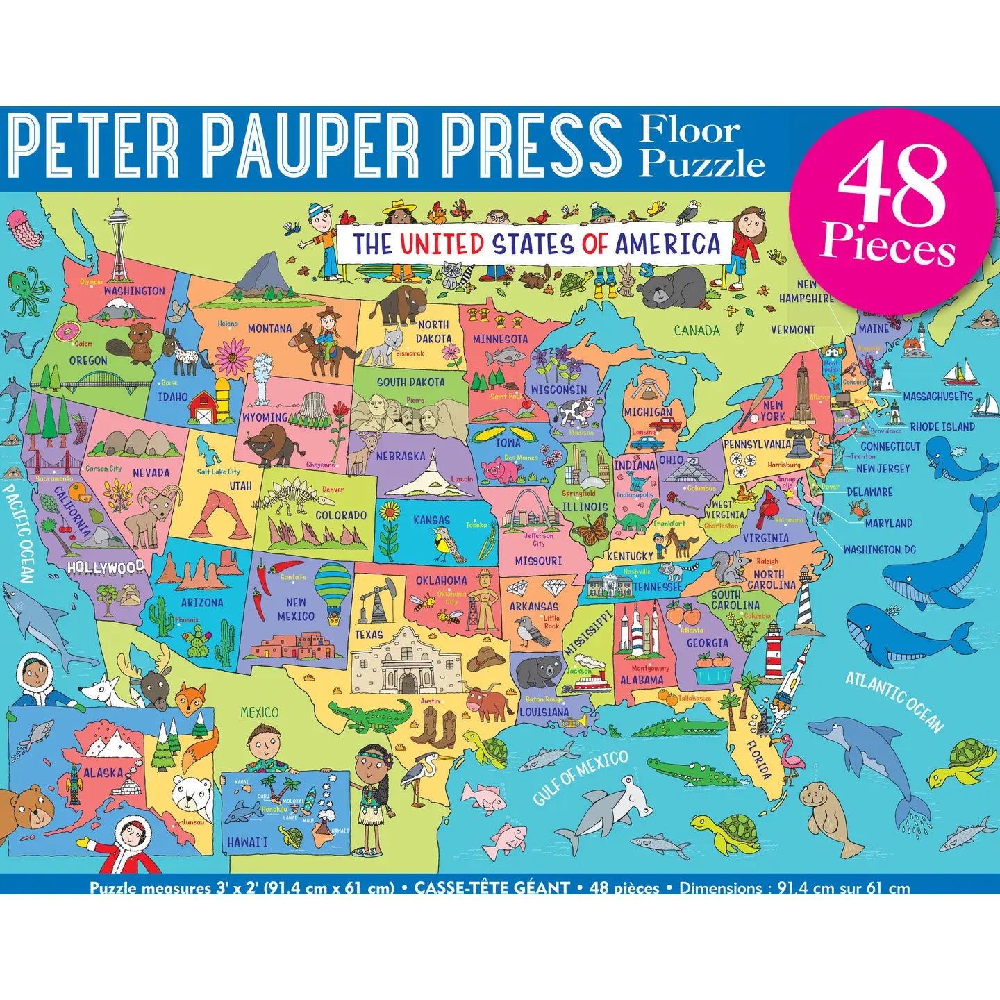 Peter Pauper Press USA Map Kids' Floor Puzzle