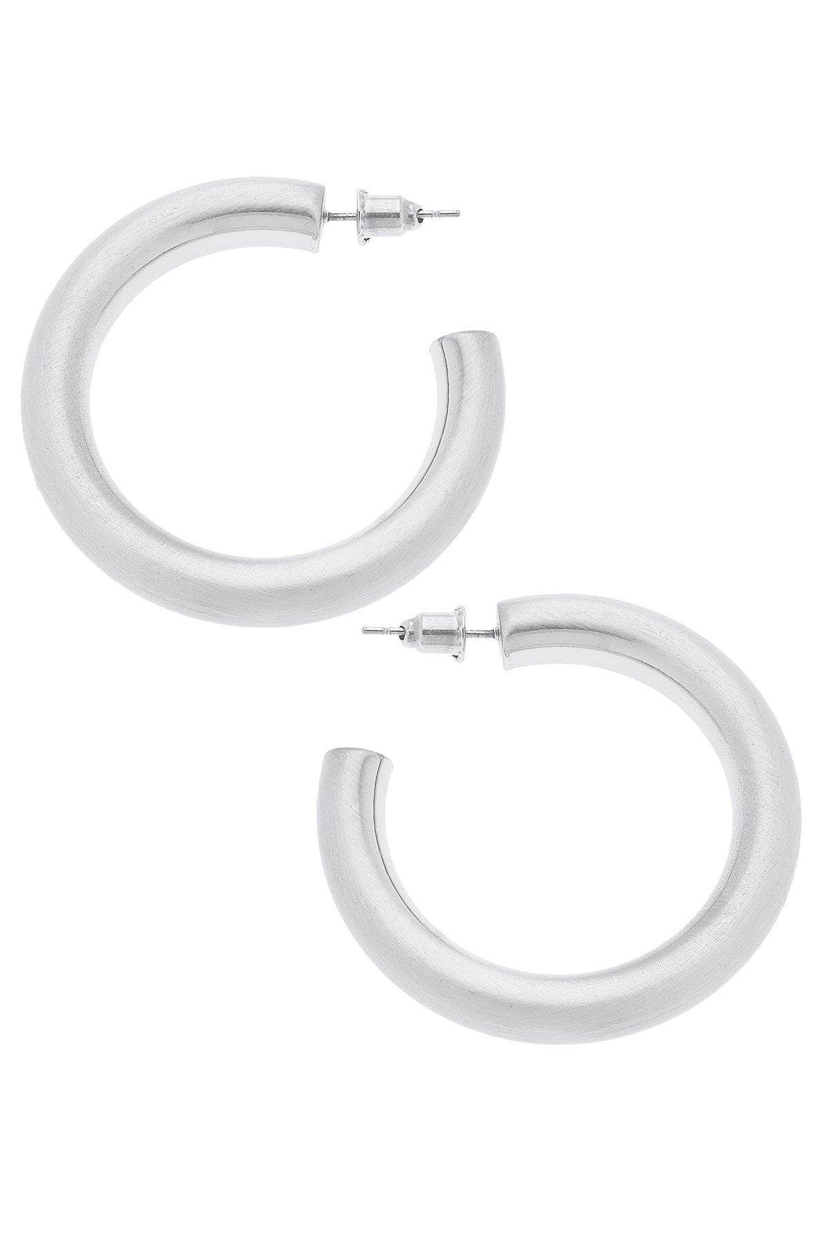 CANVAS Arabella Hoop Earrings in Silver Satin