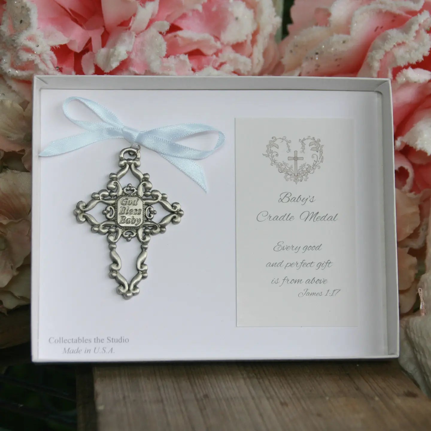 Baby Cradle Medal God Bless Baby Cross
