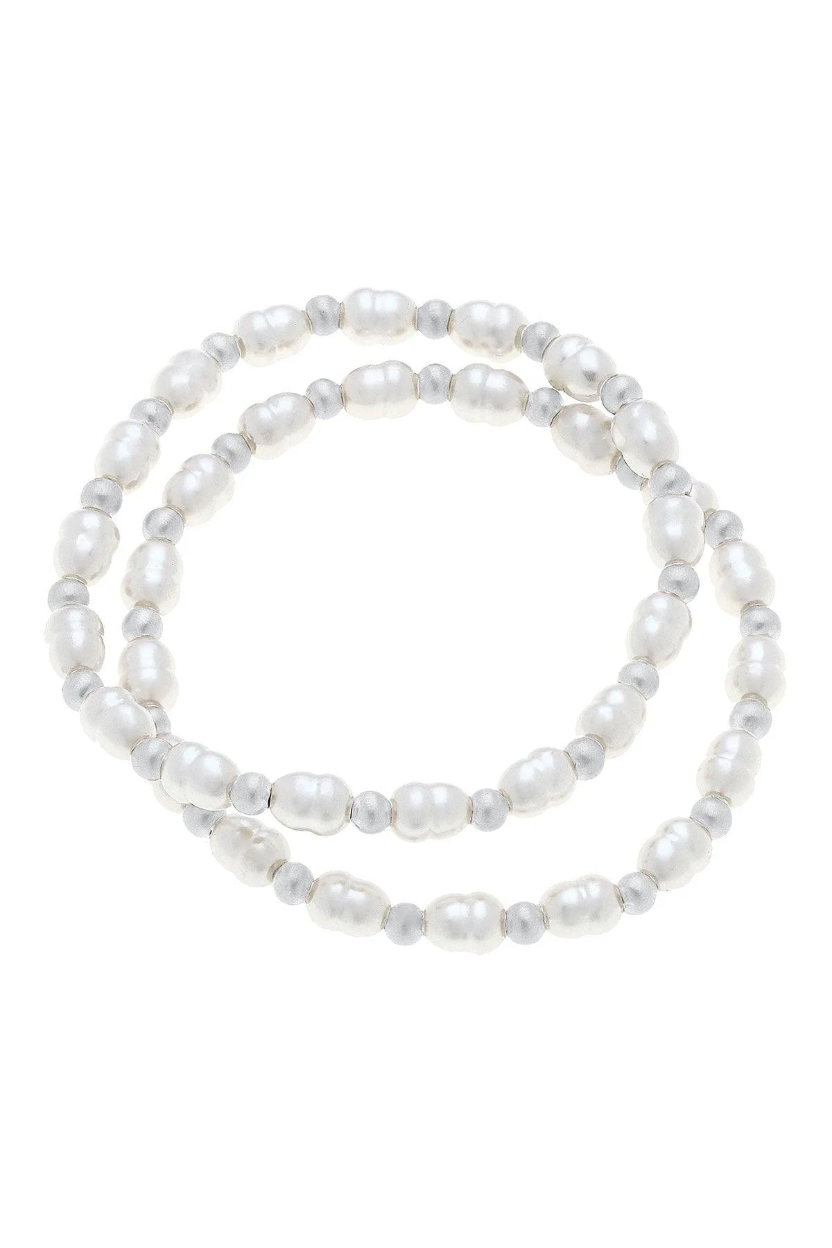 CANVAS Carly Ball Bead & Pearl Stretch Bracelets (Set of 2)
