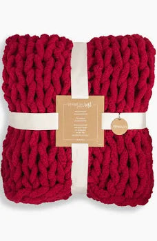 Demdaco Chunky Knit Throw Blanket Cranberry