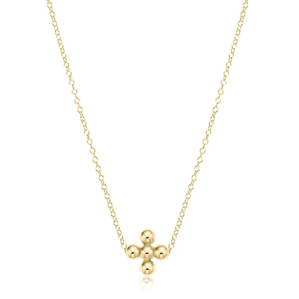 Enewton 16" Necklace Gold - Classic Beaded Signature Cross Small Gold Charm