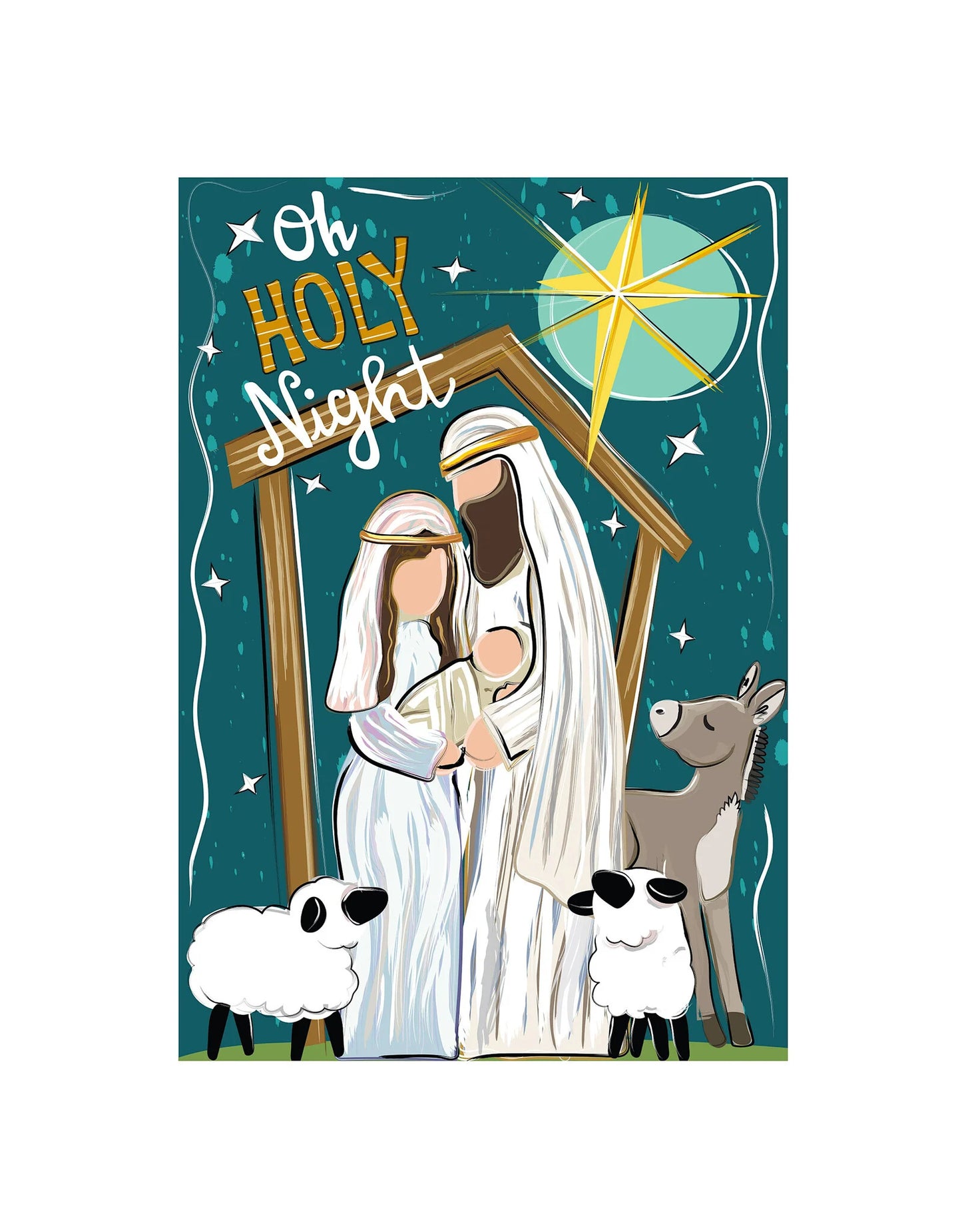Evergreen Oh Holy Night Burlap Garden Flag