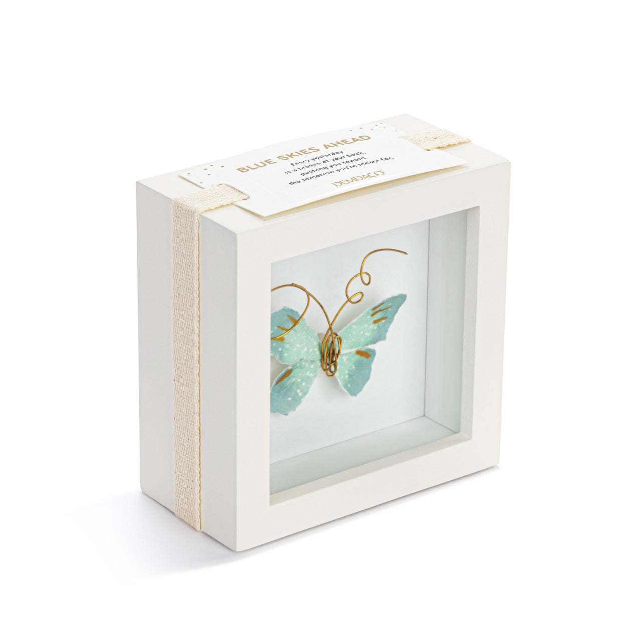 Demdaco Blue Skies Light Blue Butterfly Shadow Box