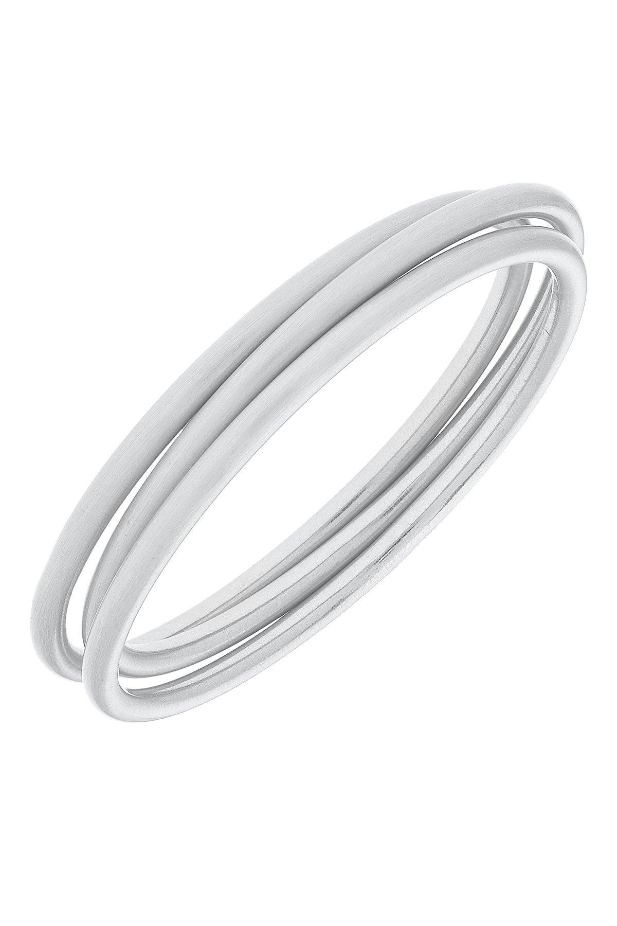 CANVAS Isla Bangles in Satin Silver - Set of 3