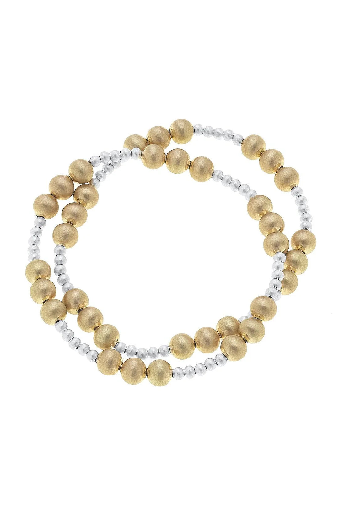 CANVAS Kimber Ball Bead Stretch Bracelets in Two-Tone (Set of 2)