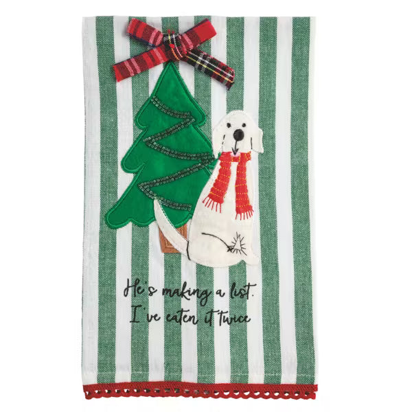 Mud Pie Embroidered Dog Tea Towel