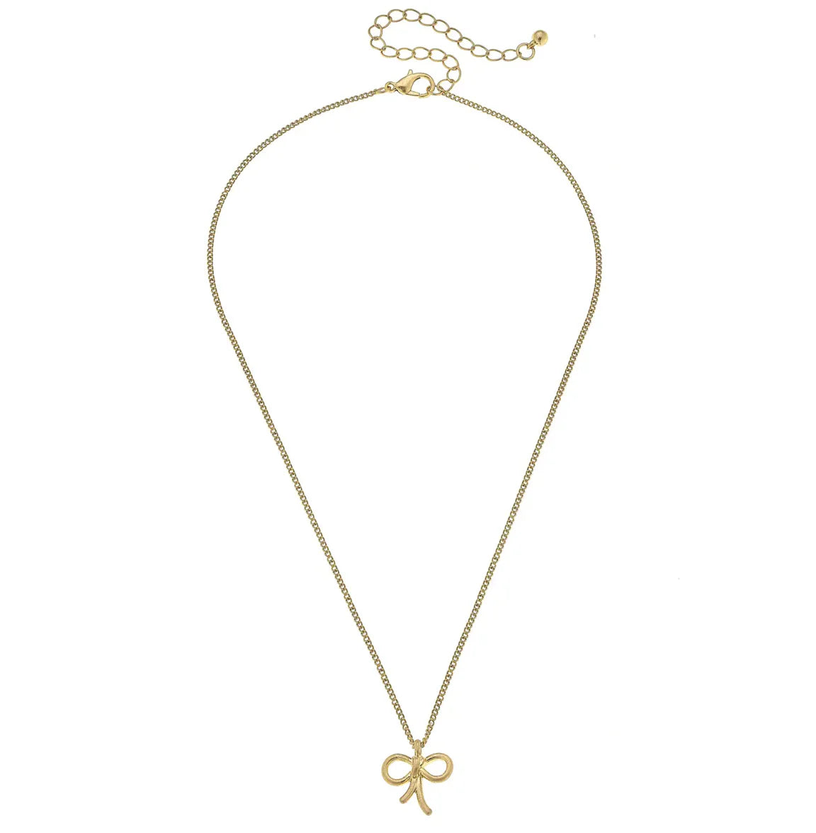 CANVAS McKenna Delicate Bow Necklace in Worn Gold