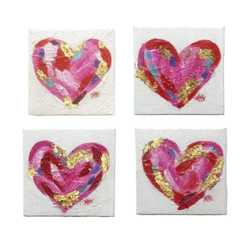 Trade Cie Canvas Heart Table Sign with Gold Leafing