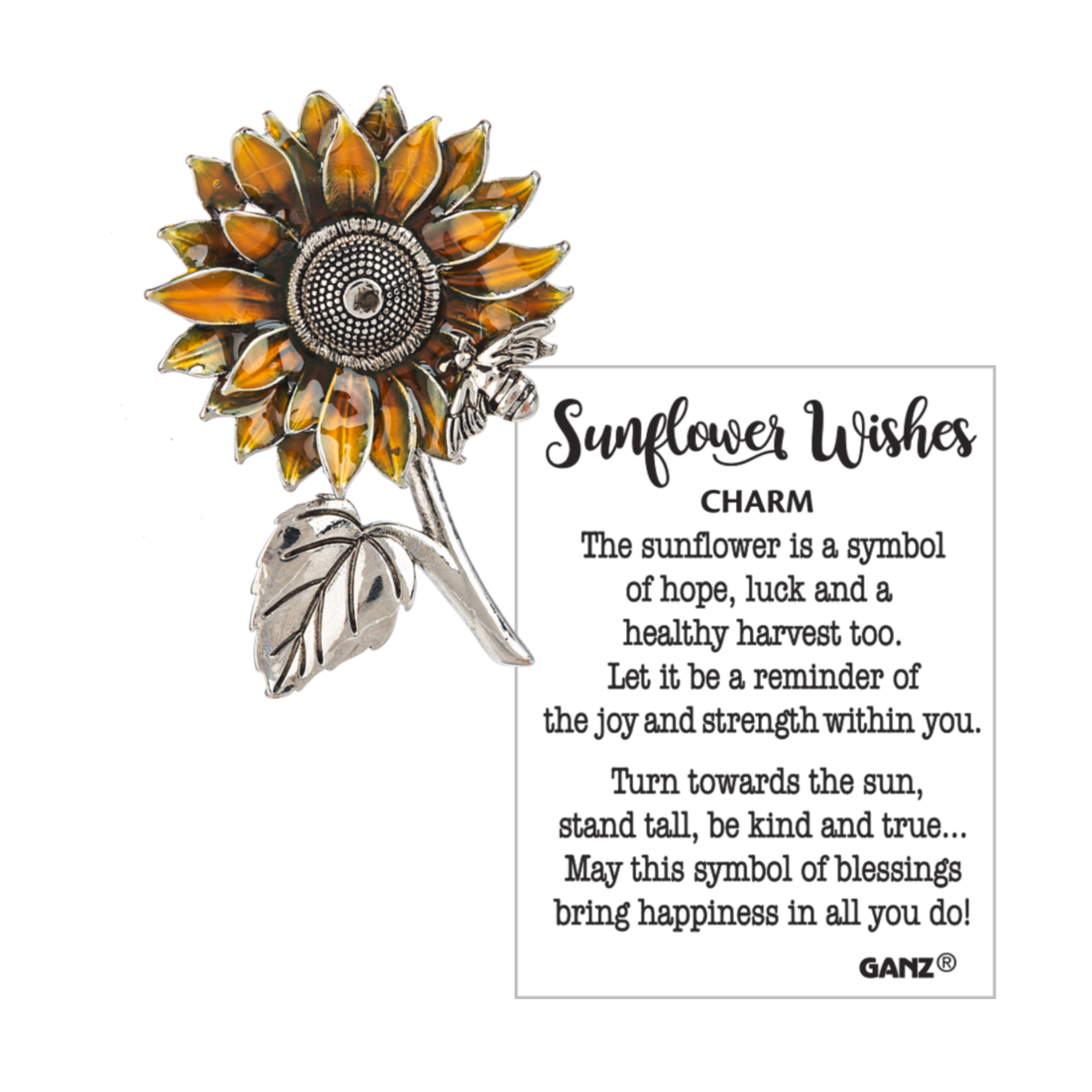 Ganz Sunflower Wishes Pocket Charm