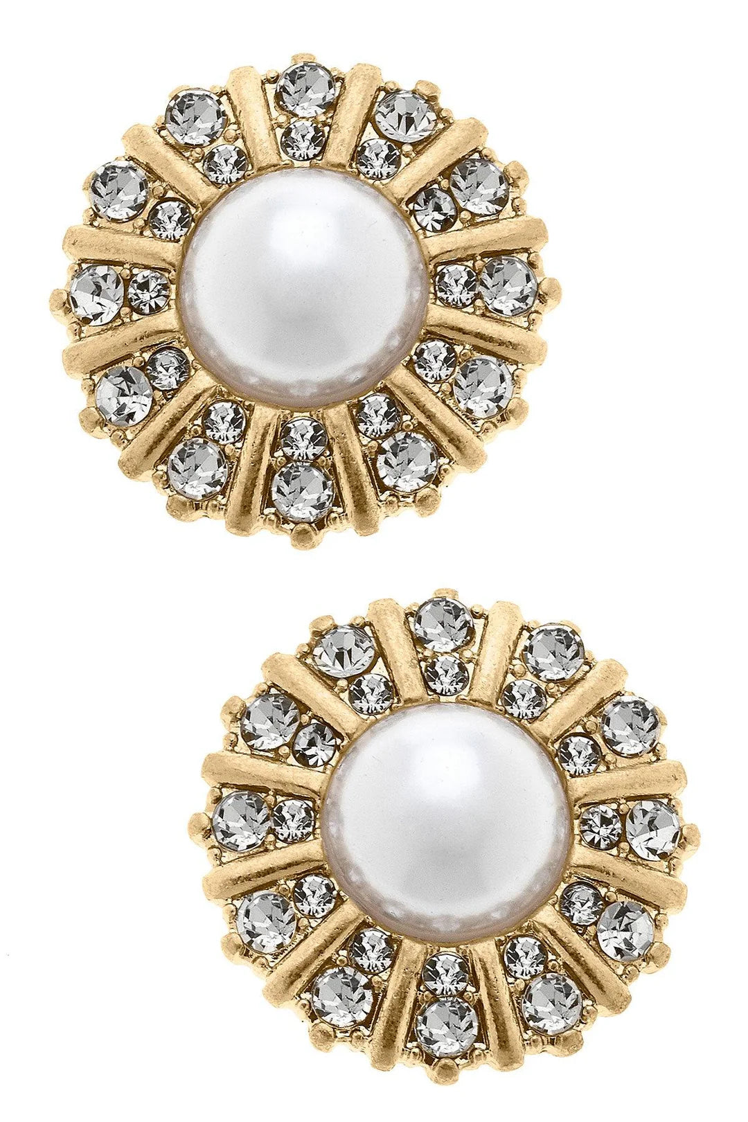 CANVAS Saoirse Pearl & Rhinestone Stud Earrings in Ivory