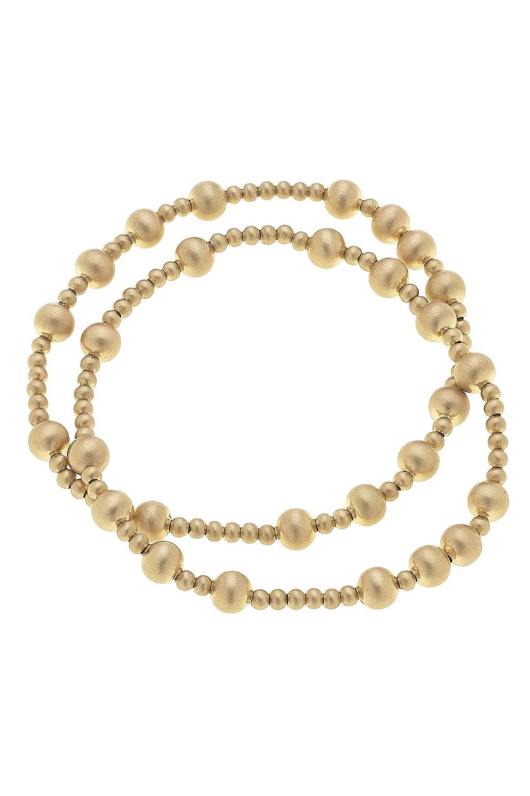 CANVAS Shelby Ball Bead Stretch Bracelets in Satin Gold (Set of 2)