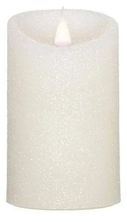 5" LED Flicker Pillar Candle Glitter White