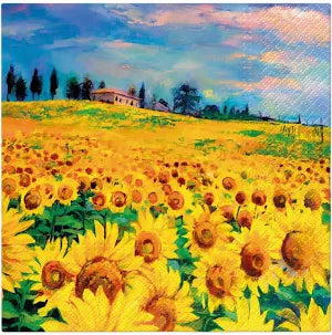 Abbott Luncheon Painted Sunflowers Napkins