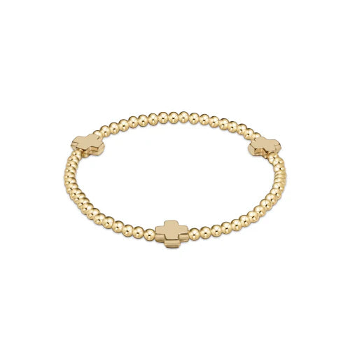 Enewton Signature Cross Gold Pattern 3mm Bead Bracelet