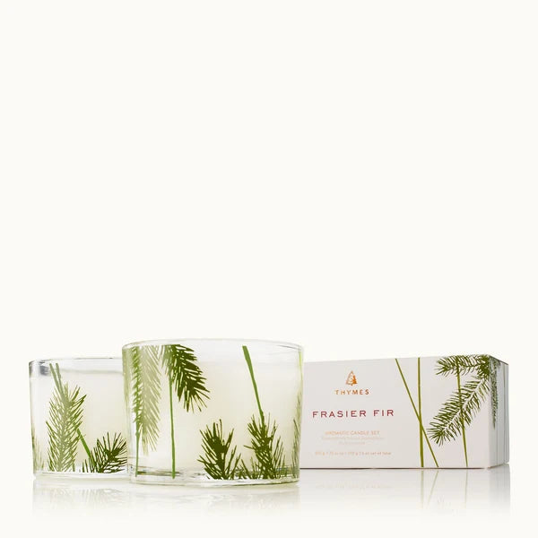 Thymes Frasier Fir Aromatic Candle Set Pine Needle Design