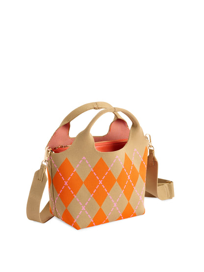 Shiraleah Robbie Argyle Mini Tote Pink Orange