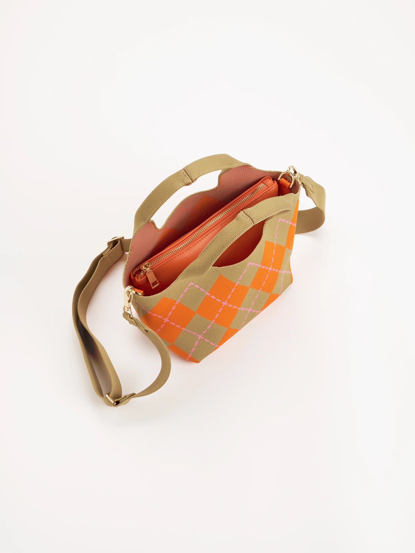 Shiraleah Robbie Argyle Mini Tote Pink Orange