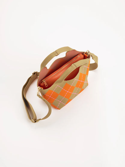 Shiraleah Robbie Argyle Mini Tote Pink Orange