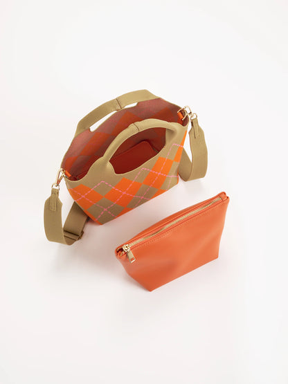 Shiraleah Robbie Argyle Mini Tote Pink Orange