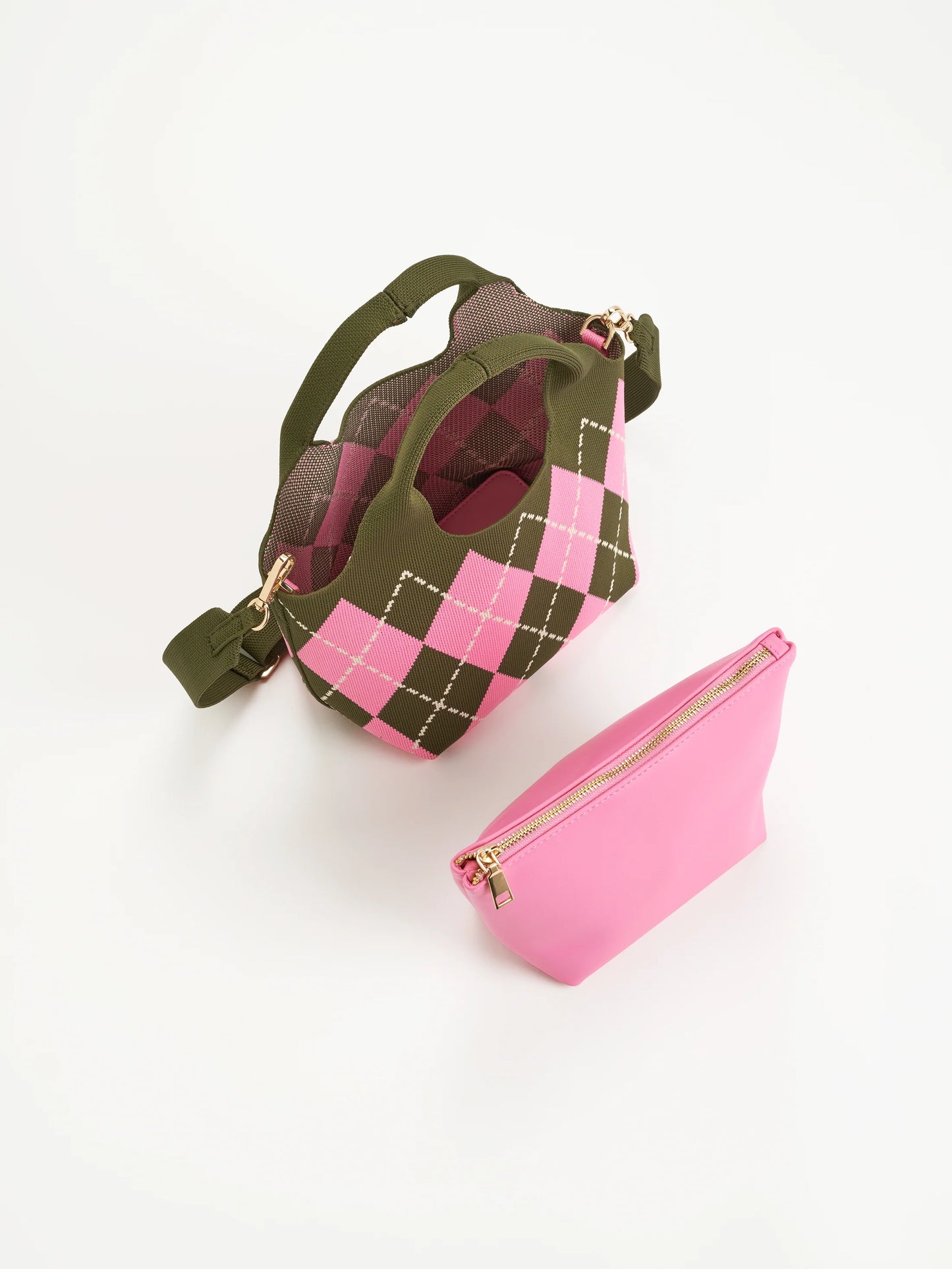Shiraleah Robbie Argyle Mini Tote Pink