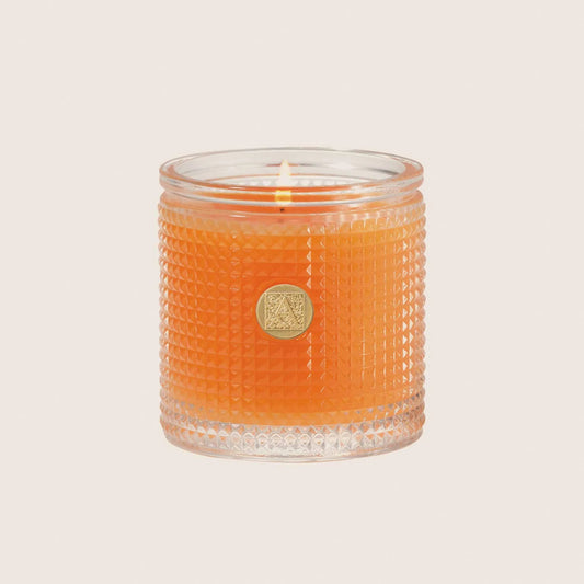 AROMATIQUE Valencia Orange Textured Glass Candle 6oz with Gold Lid