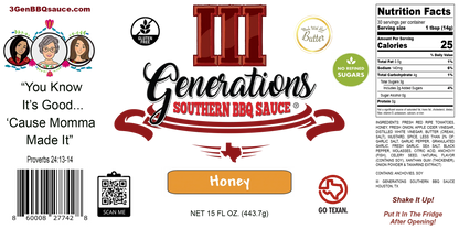 3 Generations BBQ Sauce Honey Sauce