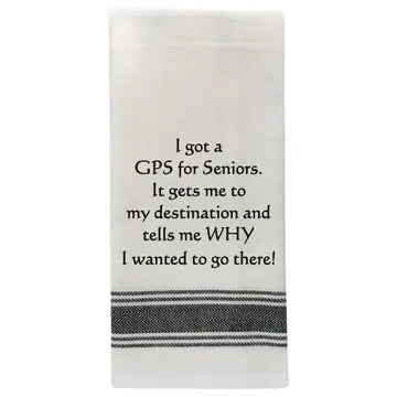 Wild Hare Designs GPS For Seniors Tea Towel