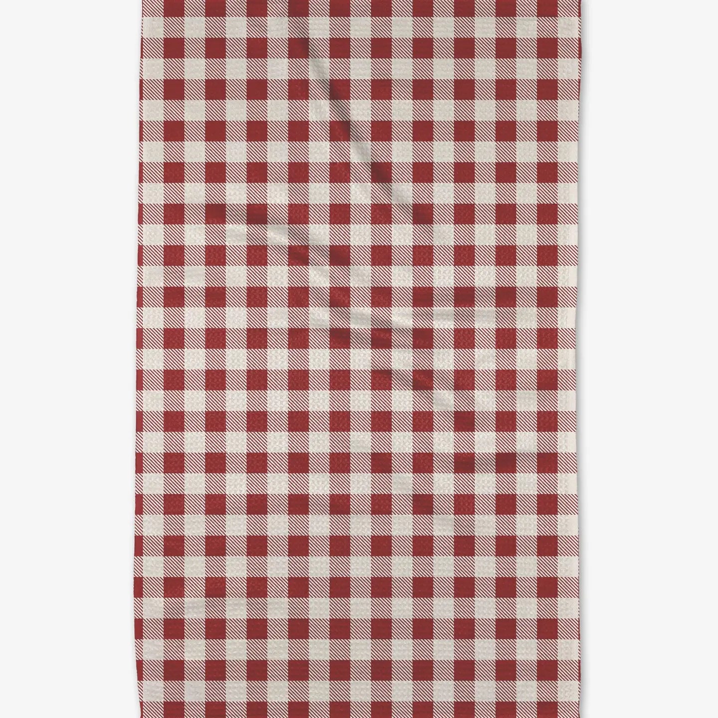 Geometry Christmas Gingham Red Kitchen Tea Towel