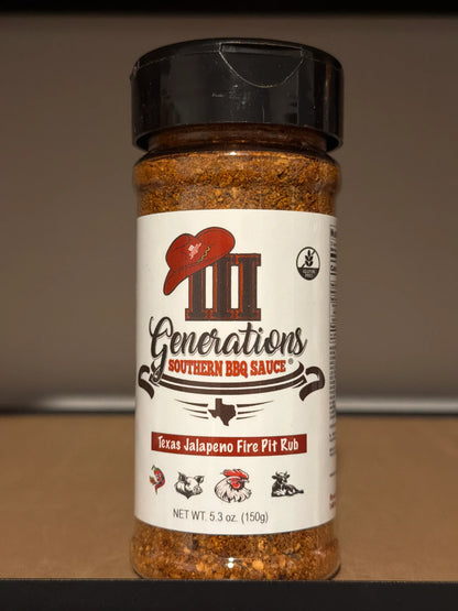 3 Generations BBQ Sauce Texas Jalapeno Fire Pit Rub